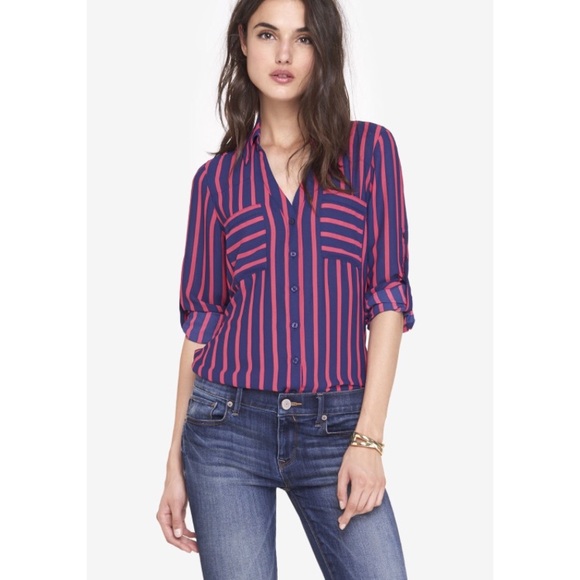EXPRESS | Pink and Navy stripe Portofino - Picture 2 of 6